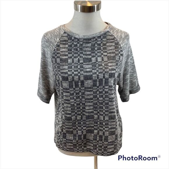 Old Navy White‎ and Black Cuffed Sleeve Blouse Size medium - Picture 5 of 9